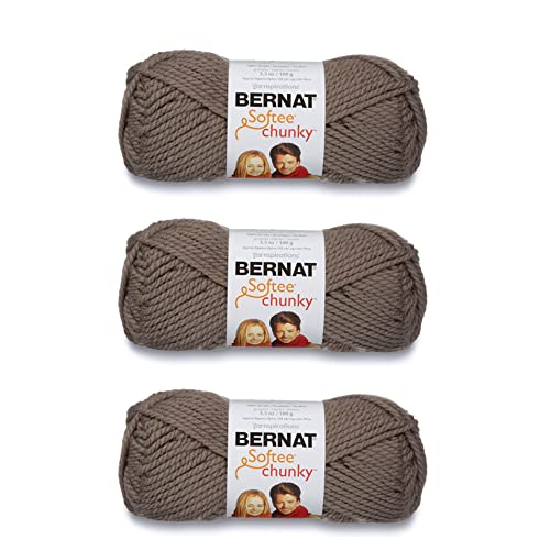 Image of Bernat Softee Chunky Taupe Gray Yarn - 3 Pack of 100g /3.5oz - Acrylic - 6 Super Bulky - 108 Yards - Knitting /Crochet