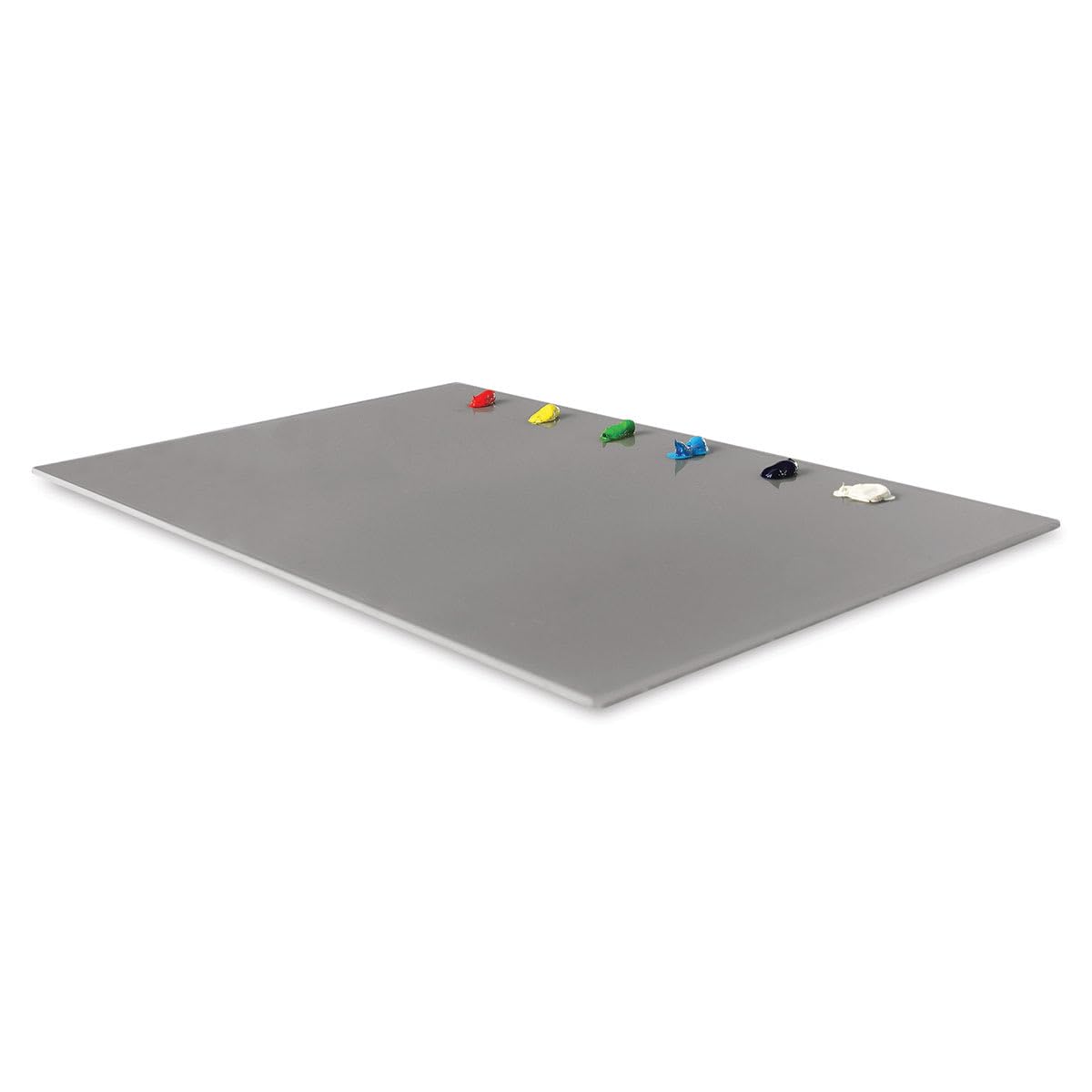 U.Go Anywhere Tempered Glass Palette, Large measures 9 x 13.5 inches, Neutral Gray backing (00144)