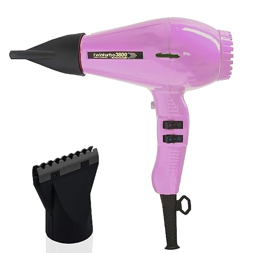 Turbo Power TwinTurbo 3800 - Secador de pelo rosa de cerámica e iónico, respetuoso con el medio ambiente, + accesorio de soplado caliente M Hair