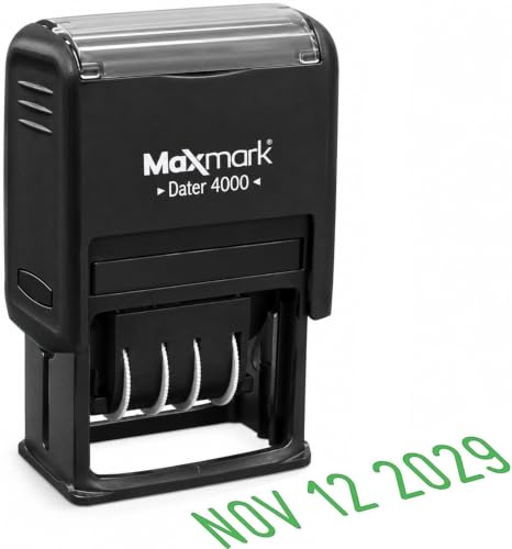 MaxMark Dater 4000 Self Inking Date Stamp - Green