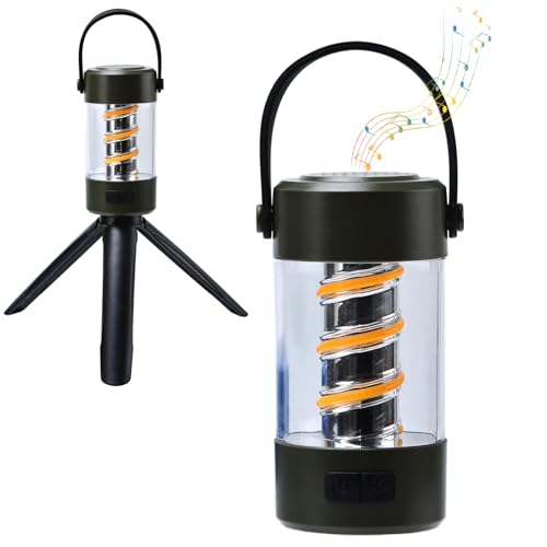 Camping Lantern with Bluetooth Speaker, Rechargeable 2000mAh Battery, IPX4 Waterproof, 2 Lighting Modes, Portable Outdoor Lantern for Hiking, Emergency, Power Outages
