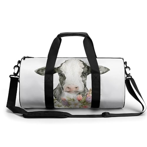 Duffel bag vache et fleurs résistant de 45cm pour le camping