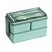 Gsycle Double Layers Lunch Box, 2 Tier Stackable Lunch Containers with Spoon and Fork Food Storage Containers with Compartments