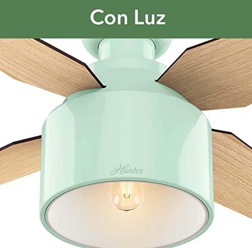 Hunter 52 inch Indoor Ceiling Fan with LED Light and Remote Control - Modern Ceiling Fan, Low Profile Mount, 4 Blades, For Bedroom, Living Room, or Kitchen, Quiet - Cranbrook 59260, Mint - Image 3