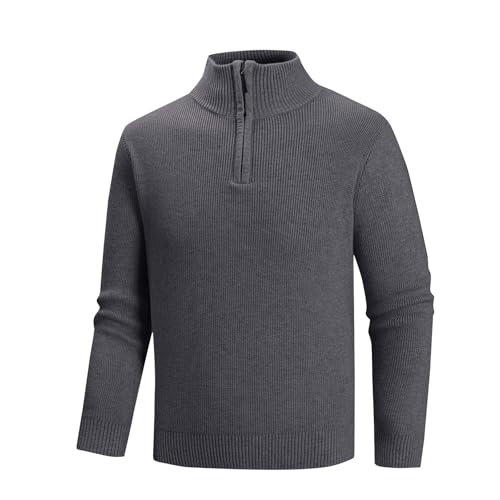 Men's Quarter Zip Sweaters Slim Fit Mock Neck Pullover Sweater Tops Fall Lightweight Texture Knitted Polo Sweaters