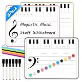 6 Pack Magnetic Music Staff Whiteboard 9'' x 12'' Mini Dry Erase Board for Piano Students Musicians Small...