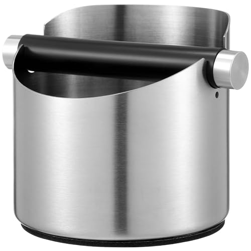 Kichvoe Cubo de Café en Polvo de Acero Inoxidable para Máquina de Café Espresso Semiautomática, Base Antideslizante, Capacidad Grande para Uso Doméstico y Barra de Bar, Accesorio Versátil