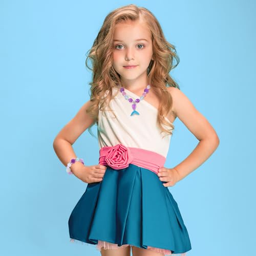 Sumind 6 Sets Toddler Jewelry for Little Girls Baby Beaded Necklace and Bracelet Costume Dress up Jewelry Gifts Princess Party Favors(Flower Style)3