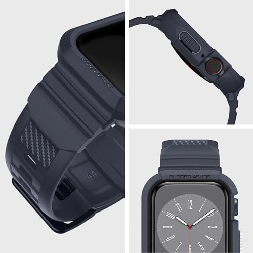 Image of Sounce Rugged Armor Band for Apple Watch 42mm /44mm /45mm /49mm Ultra, Shockproof Protective Case Strap Compatible with Series 8 /7 /6 /5 /4 /3 /2 /SE, Waterproof Dustproof Sport Strap (Blue)