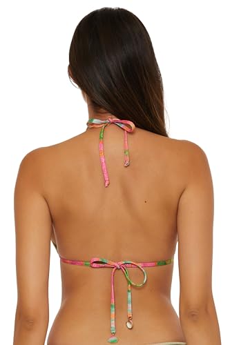BECCA Women's Standard Triangle Bikini Top, Adjustable, Tie Back, Swimwear Separates, Mirage (Multicolor), D2