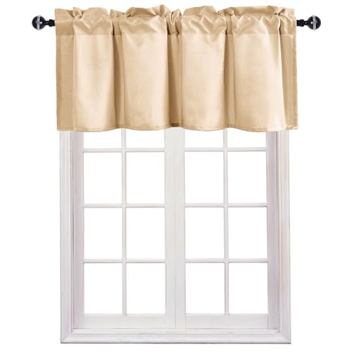JIUZHEN Beige Valance Curtains for Window 1 Panel, 52 x 18 Inches