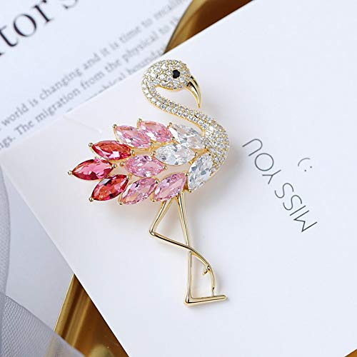 Skzkk Colourful Flamingo Brooches Diamond Broaches For Women Crystal Rhinestone Animal Pins Colorful Diamond Party Vintage Womens Jewelry #TOP2