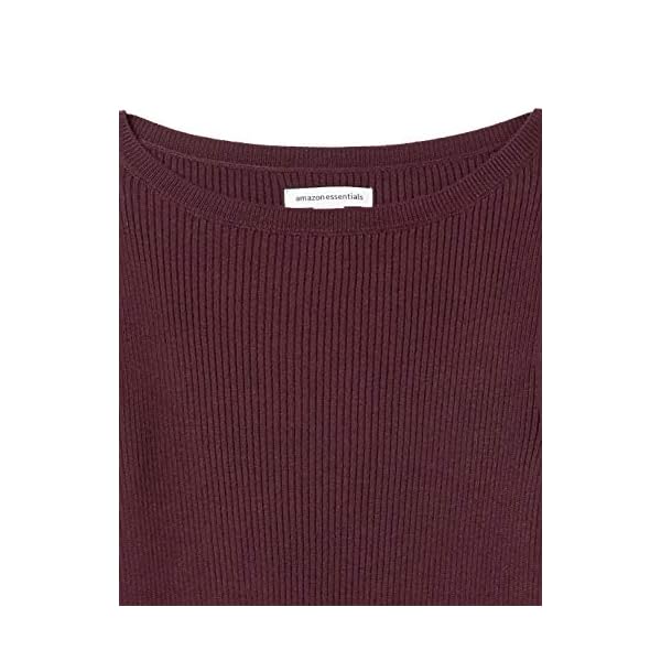Amazon-Essentials-Womens-Lightweight-Ribbed-Long-Sleeve-Boat-Neck-Slim-Fit-Sweater Amazon Essentials Women's Lightweight Ribbed Long-Sleeve Boat Neck Slim-Fit Sweater, Burgundy, Medium