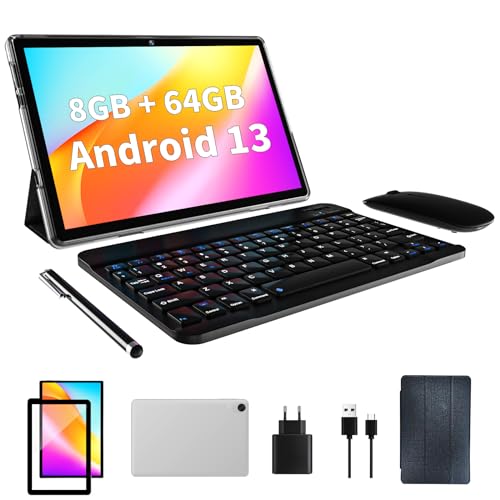 JIKOCXN Tablet 10 Pulgadas Android 13 Tablet PC, 8GB RAM + 64GB ROM （TF 1TB ） Quad-Core 2.0 GHz...