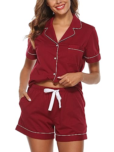 EA'S SECRET Pajamas for Women 100% Cotton Short Sleeve Pajamas