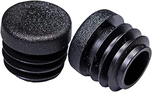 Image of Prescott Plastics 3 /4 inch (19.05mm) Outer Diameter Ribbed Plastic Hole Plugs, Round Black Metal Tubing End Caps, Strong Furniture Leg Inserts, Impact & Weather Resistant, Made in the USA - 20 Pack