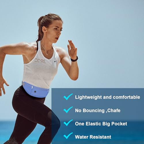 Image of Slim Running Belt for Women Men,Runners Fanny Pack Phone Holder,Money Belt,Running Gear Accessories,with 3 Pockets.(Blue)