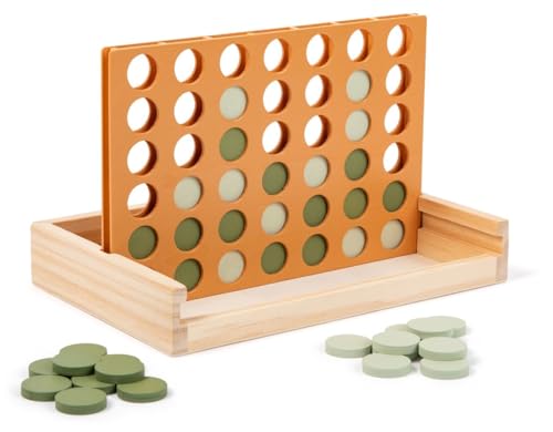 Neutral Wooden Four in a Row Game juego de mesa miniatura 1