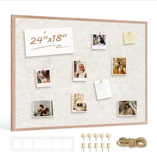DOLLAR BOSS Felt Framed Bulletin Board, 24' x 18', Beige