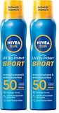 NIVEA SUN UV Dry Protect Sport Sonnenspray LSF 50 (200 ml), 100% transparenter und erfrischender Sonnenschutz, schweißresistente & extra wasserfeste Sonnencreme mit LSF 50 (Packung mit 2)