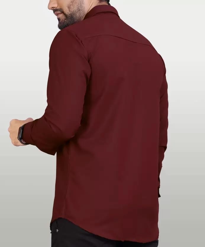 Image of CB-COLEBROOK Men's Regular Fit Solid Soft Touch Cotton Casual Shirt with Pocket Design with Spread Collar & Full Sleeves (Available in Plus Size)