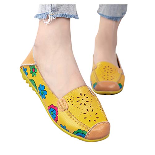 Sandálias rasteiras mocassins femininos de couro liso oco sapatos casuais confortáveis estampados sa