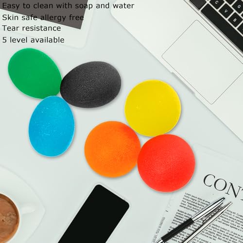 UZSUZZ 6 Pezzi Pallina Antistress Mano Pallina Fisioterapia Mano Mano Terapia Pallina Per Il Sollievo Dall'Ansia e La Formazione Riabilitativa Sfere Antistress Ovali e Rotonde - 6