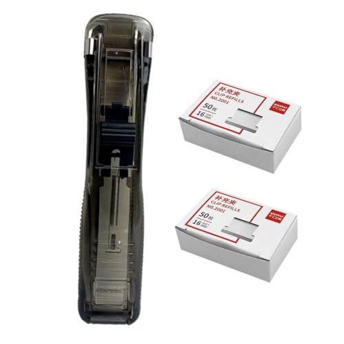 Alipis Stapling Tool Clip Dispenser with 100pcs Refill Clips, Seamless Paper Stapling Binding Machine for Office and Student Document Organization