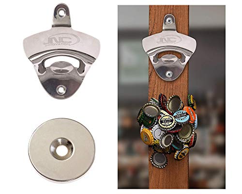 JNC INNOVATION Bottle Opener Wall Mounted with Magnetic Cap Catcher Stainless Steel,Strong Magnet