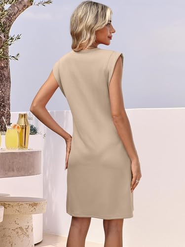 Image of ANRABESS V Neck Sleeveless Dress for Women | Mini Split Sundress, Business Casual Beach Vacation, 2026 Summer Outfits with Pockets