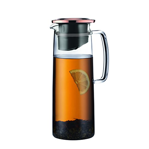 Bodum 11575 Trichtergrill – 18S Krug Teesieb, Deckel mit Filter, Glas, Kupfer, 10 cm