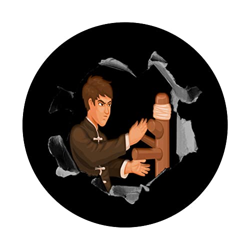 Wing chun dummy PopSockets Swappable PopGrip, Black - Image 3