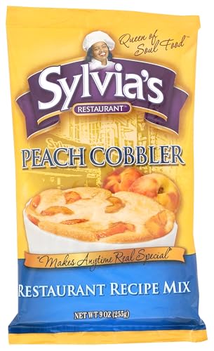 Sylvia’s Restaurant Peach Cobbler Recipe Mix, Delicious Desserts made easy with Sylvia’s Peach Cobbler Baking Mix 9oz bag (Pack of 3)