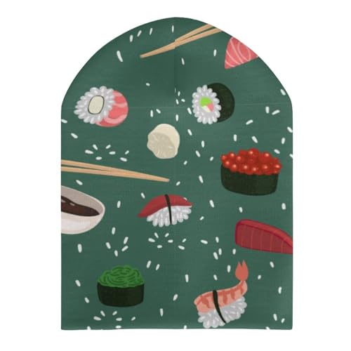 Sushi Pattern Kids Beanie Hat for for Girls Boys Children Cap Winter Knitted Chemo Cancer Headwear Accessories Gifts Decoration Black3