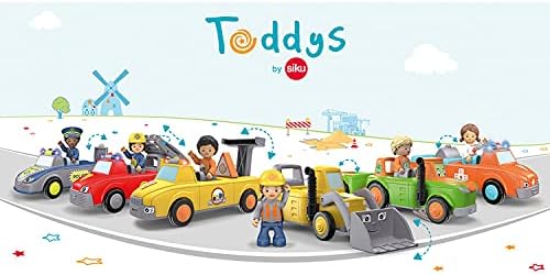 Toddys by Siku 0125, Anna Amby, Samochód 3-częściowy, Ze światłem i dźwiękiem, Do składania, W zestawie figurka, Solidnej jakości napęd sprężynowy, Pomarańczowy/Jasnoniebieski, Od 12