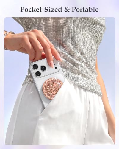 Image of SYNCWIRE for MagSafe Phone Grip, Sparkly Magnetic Phone Ring Holder | 360 Rotation, Glitter Phone Grip Finger Holder Stand Kickstand Bling Bling, for iPhone 17 16 15 14 13 12 Pro Max MagSafe