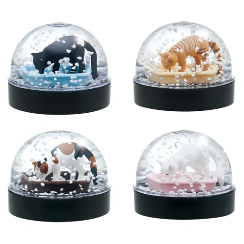 Kitan Club Cat Litter Snow Globe Blind Box Authentic Japanese Collectible Miniature for Desk or Shelf Decor (1 of 4 Designs Ages 15+ Not a Toy)