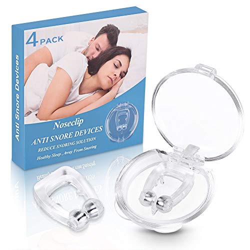 Hamdril Anti snoring Device - 4 Pack of Soft Silicone Magnetic Anti Snore Nose Clip - Effective-Easy Stop Snore Solution Professional Help Ease Breathing Men and Women (4 Pack)