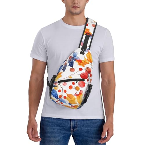 Mochila tipo sling con patrón hojas otoño unisex ligera miniatura 7