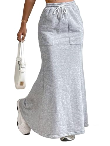 Avanova Women High Waisted Mermaid Skirt Drawstring Pocket Maxi Long Skirt3