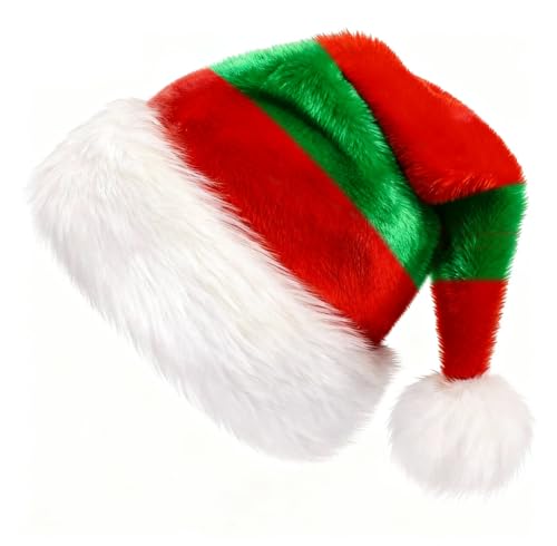 Augesak Weihnachtsmütze Erwachsene, Nikolausmütze mit Plüsch Rand,...