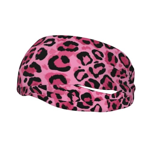 SHBYYGR Pink Cheetah Leopard Print Headbands for Women Men Fashion Sweatbands Athletic Elastic Wide Hairband Accessories for Sports Workout Yoga Washing Face