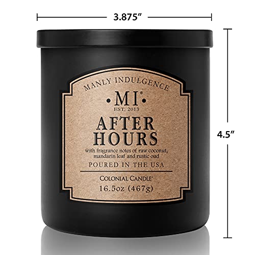 Manly Indulgence After Hours Scented Jar Candle For Men 16.5 Oz - Coconut, Mandarin Leaf, Citrus, Vanilla & Smoked Oud - Up To 60 Hours Burn - Soy Blend Wax, Usa Poured #TOP3