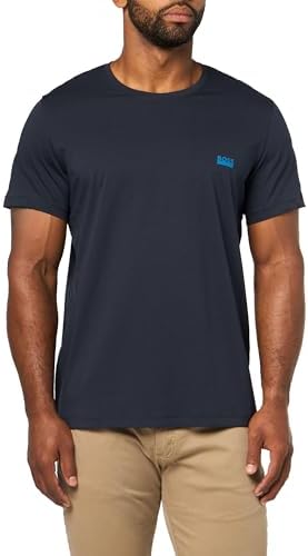 BOSS, Bold Logo 365 Cotton Stretch T-Shirt, Navy Cream, L