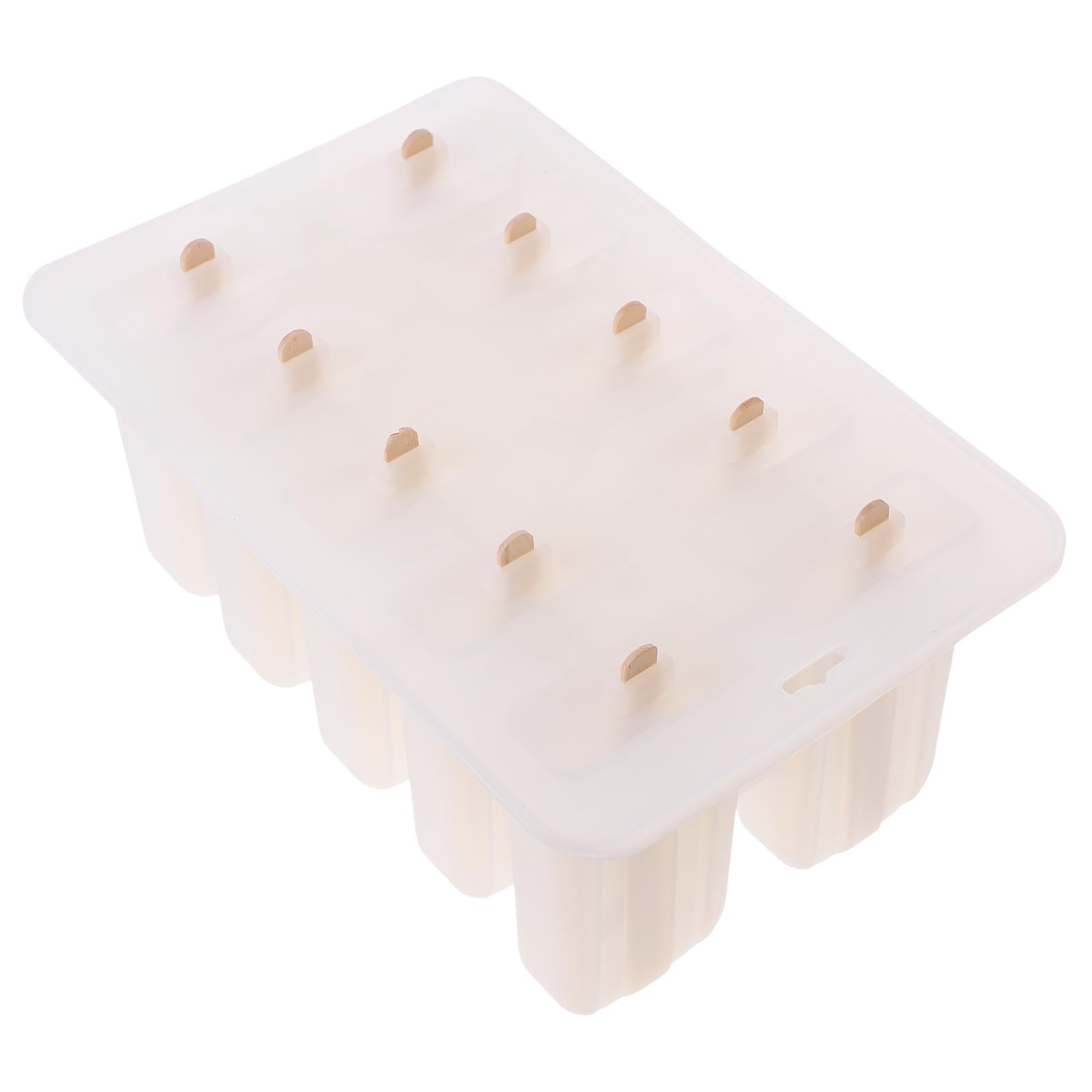 SECFOU Moule à Glace Réutilisable Facile à Démouler Couleur Aléatoire Estivales en Silicone avec 10 Cavités et Autocollants en Bois pour Préparer des Glaces Maison