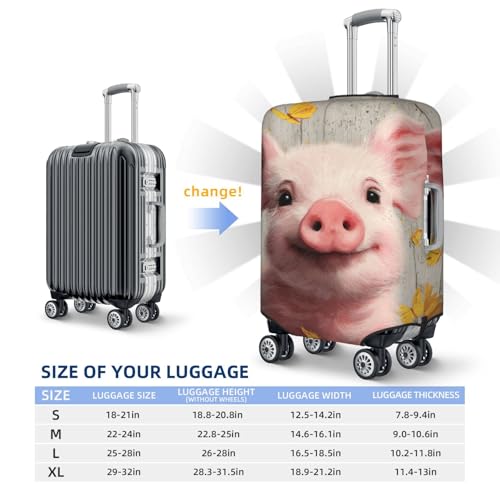 Cute Piglet Sunflowers Butterflies Elastic Travel Luggage Covers Dustproof Scratch-Resistant Suitcase Protector Fit 22-24 Inch4