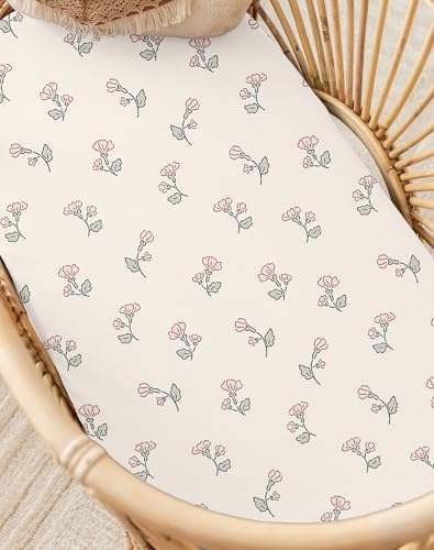 Image of Bedside Bassinet Sheets 2 Pack, 33 x 20 Fitted Bedside Sleeper Sheets, Ultra Soft Breathable Polyester, Ideal for Baby Girl or Boy and Newborns (Bunny Garden, Bedside Sleeper Sheet)