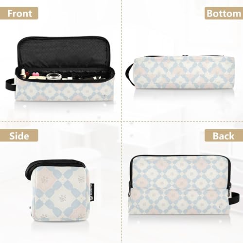 Bolsa de viaje para herramientas de cabello con estera para planchas y rizadores, organizador de accesorios floral azul pastel miniatura 5
