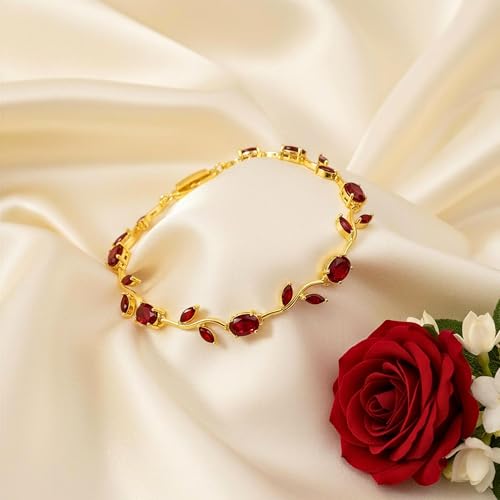 Image of Trend It Anti TarnishTulip Bracelet for Women| Gold Finish Red Crystal Floral Design | Trendy Bracelet For Ladies |Minimalist Jewellery, Gift For Her