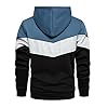 MANLUODANNI Men's Hoodies Pullover Hooded Sweatshirt Patchwork Top Casual Hoody with Pockets Blue XXL #3